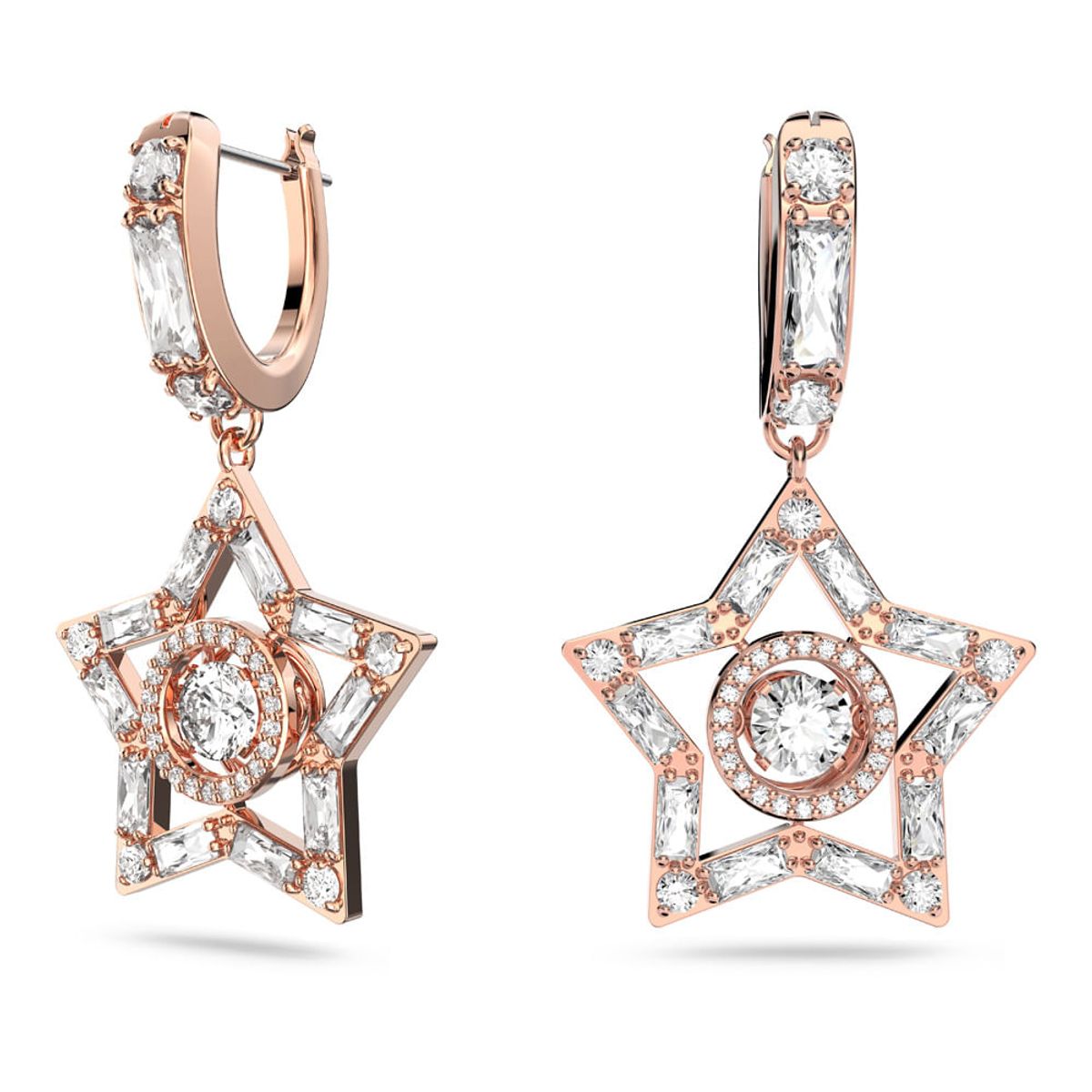 SWAROVSKI - Pendientes Swarovski De Aro Stella Blanco Baño Tono Oro Rosa 5617769