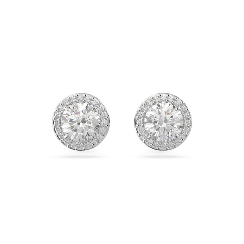SWAROVSKI - Pendientes Swarovski De Botón Constella Talla Redonda Rodio 5636269