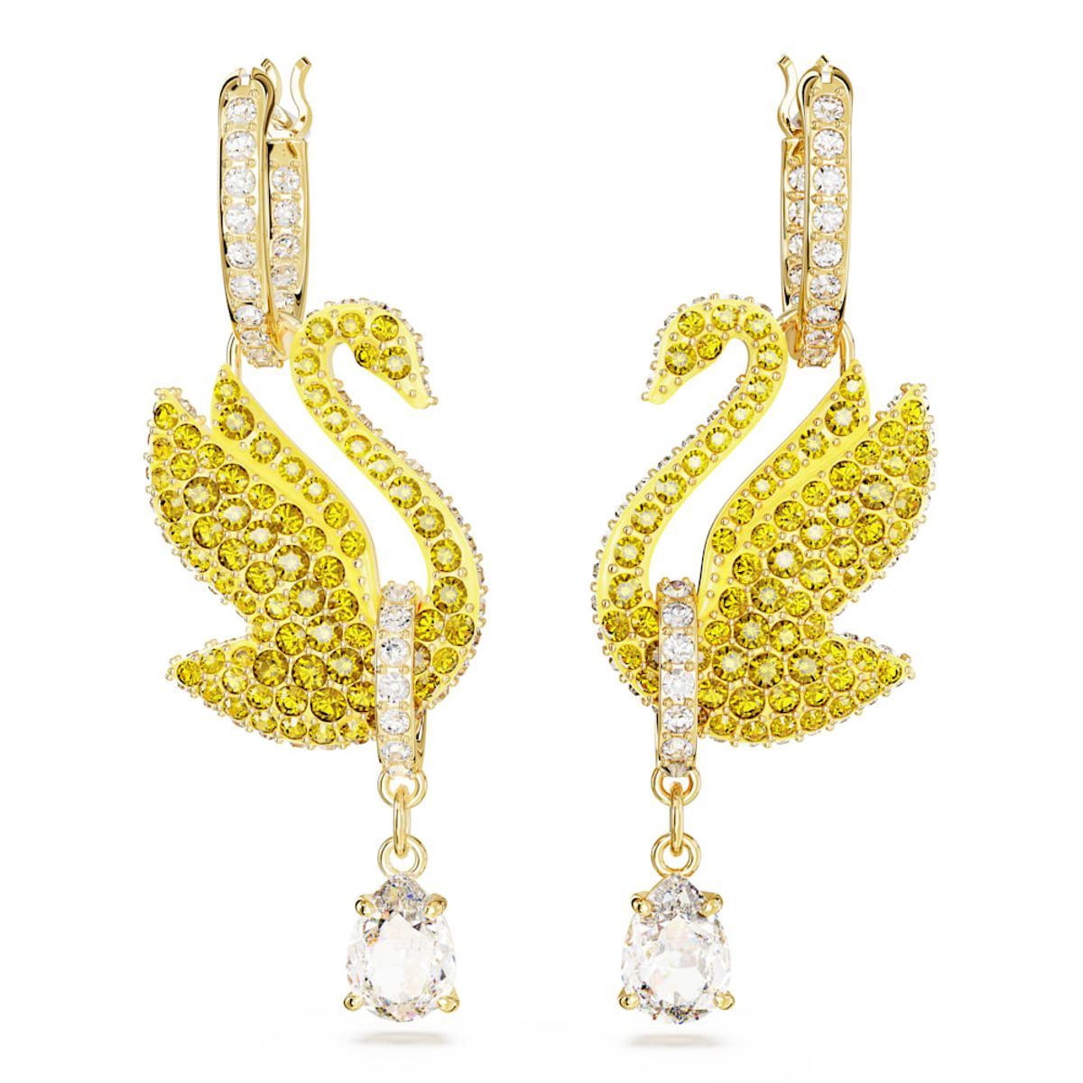 SWAROVSKI - Pendientes Swarovski Iconic Swan Cisne Amarillos Baño Oro 5647543