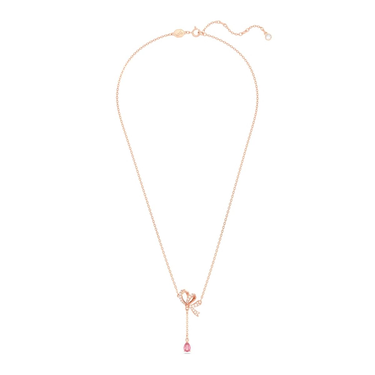 SWAROVSKI - Colgante Swarovski En Y Volta Lazo Rosa Baño Tono Oro Rosa 5647569