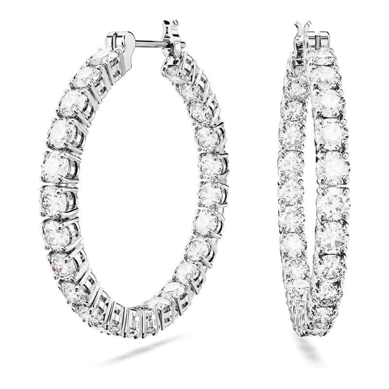 SWAROVSKI - Pendientes Swarovski De Aro Matrix Talla Redonda Rodio 5647715