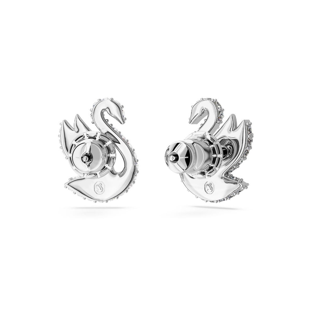 SWAROVSKI - Pendientes De Botón Swarovski Iconic Swan Cisne Rodio 5647873