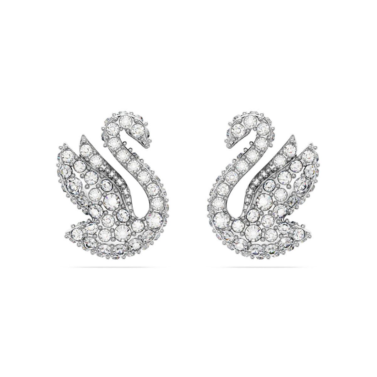 SWAROVSKI - Pendientes De Botón Swarovski Iconic Swan Cisne Rodio 5647873