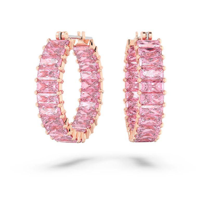 SWAROVSKI - Pendientes Swarovski De Aro Matrix Talla Baguette Rosa 5657726