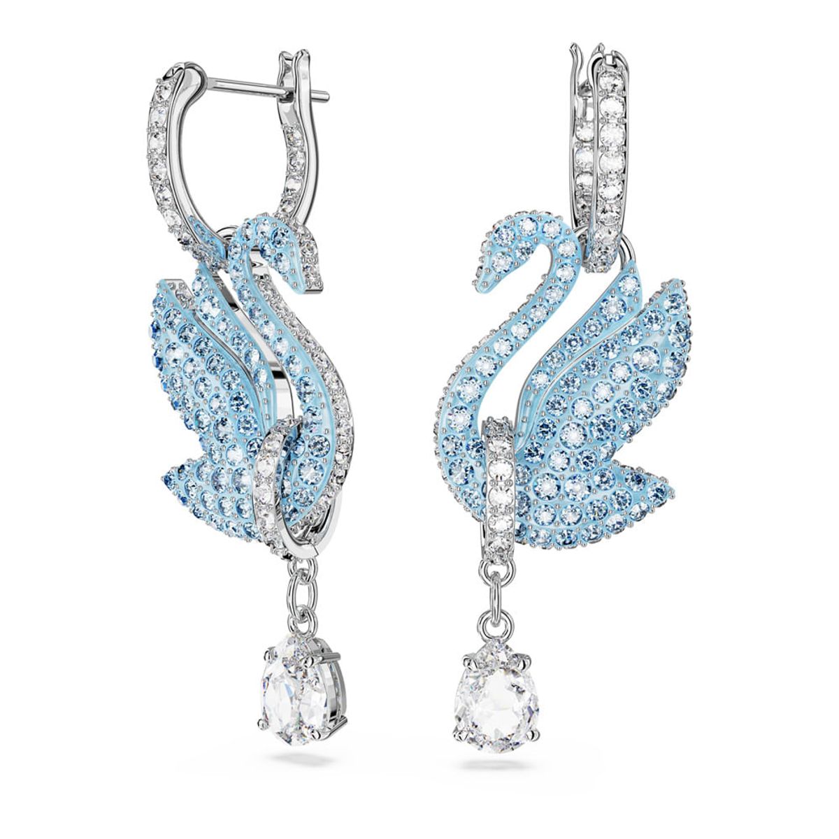 SWAROVSKI - Pendientes Swarovski Iconic Swan Cisne Azules Baño De Rodio 5660593