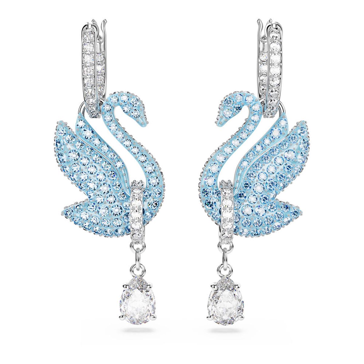 SWAROVSKI - Pendientes Swarovski Iconic Swan Cisne Azules Baño De Rodio 5660593
