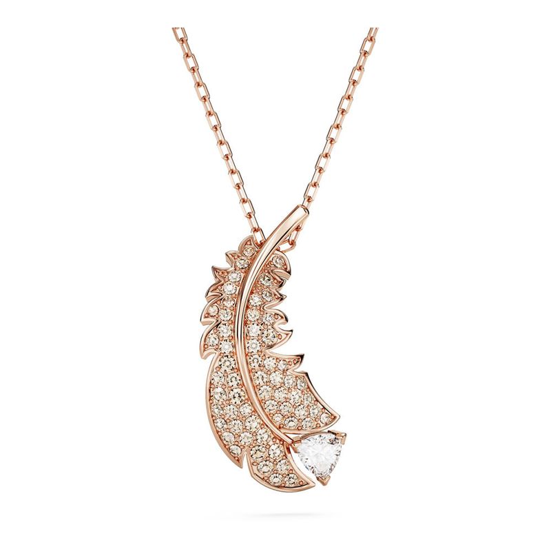 SWAROVSKI - Colgante Swarovski Nice Pluma Blanco Baño Tono Oro Rosa 5663483