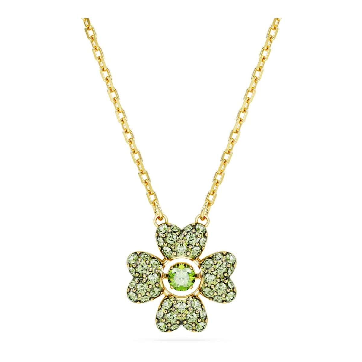 SWAROVSKI - Colgante Swarovski Idyllia Trébol Verde Baño Tono Oro 5671144
