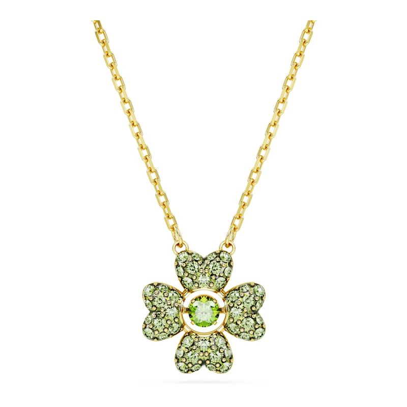 SWAROVSKI - Colgante Swarovski Idyllia Trébol Verde Baño Tono Oro 5671144