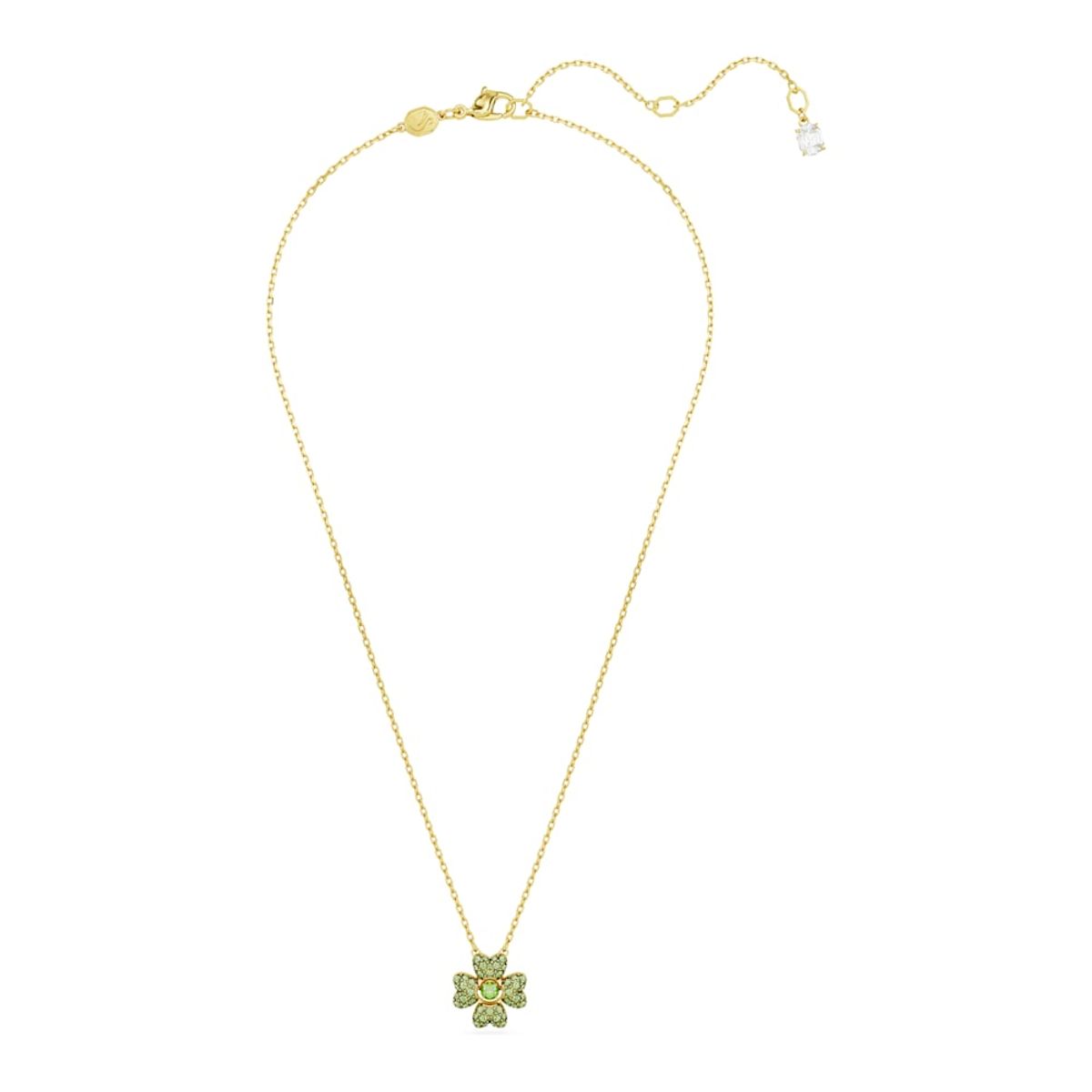 SWAROVSKI - Colgante Swarovski Idyllia Trébol Verde Baño Tono Oro 5671144