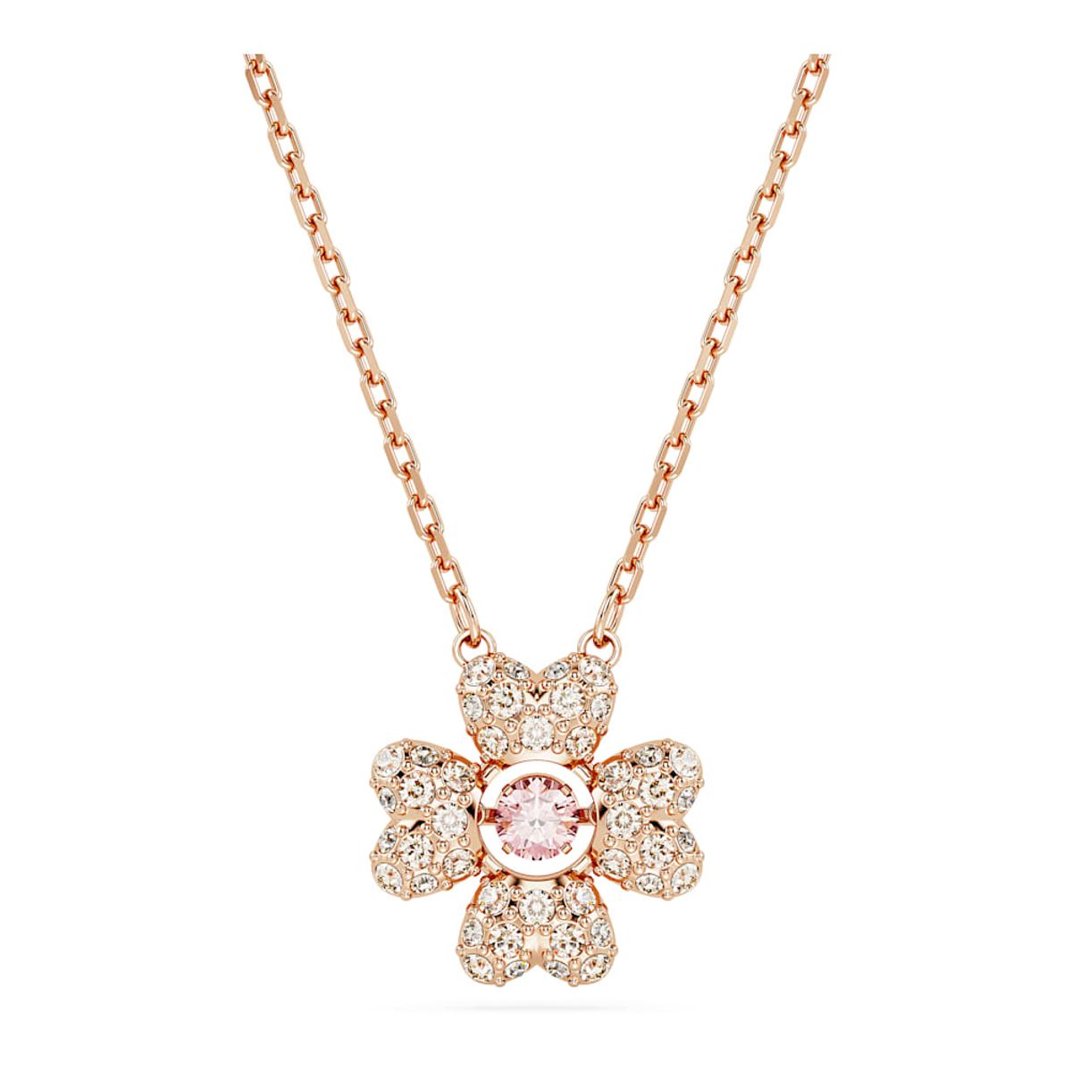 SWAROVSKI - Colgante Swarovski Idyllia Trébol Blanco Baño Tono Oro Rosa 5674211
