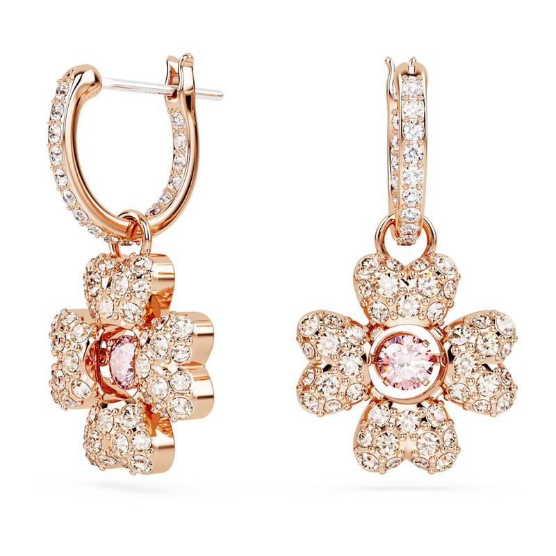 SWAROVSKI - Pendientes Swarovski Idyllia Trébol Blancos Baño Tono Rosa 5674212
