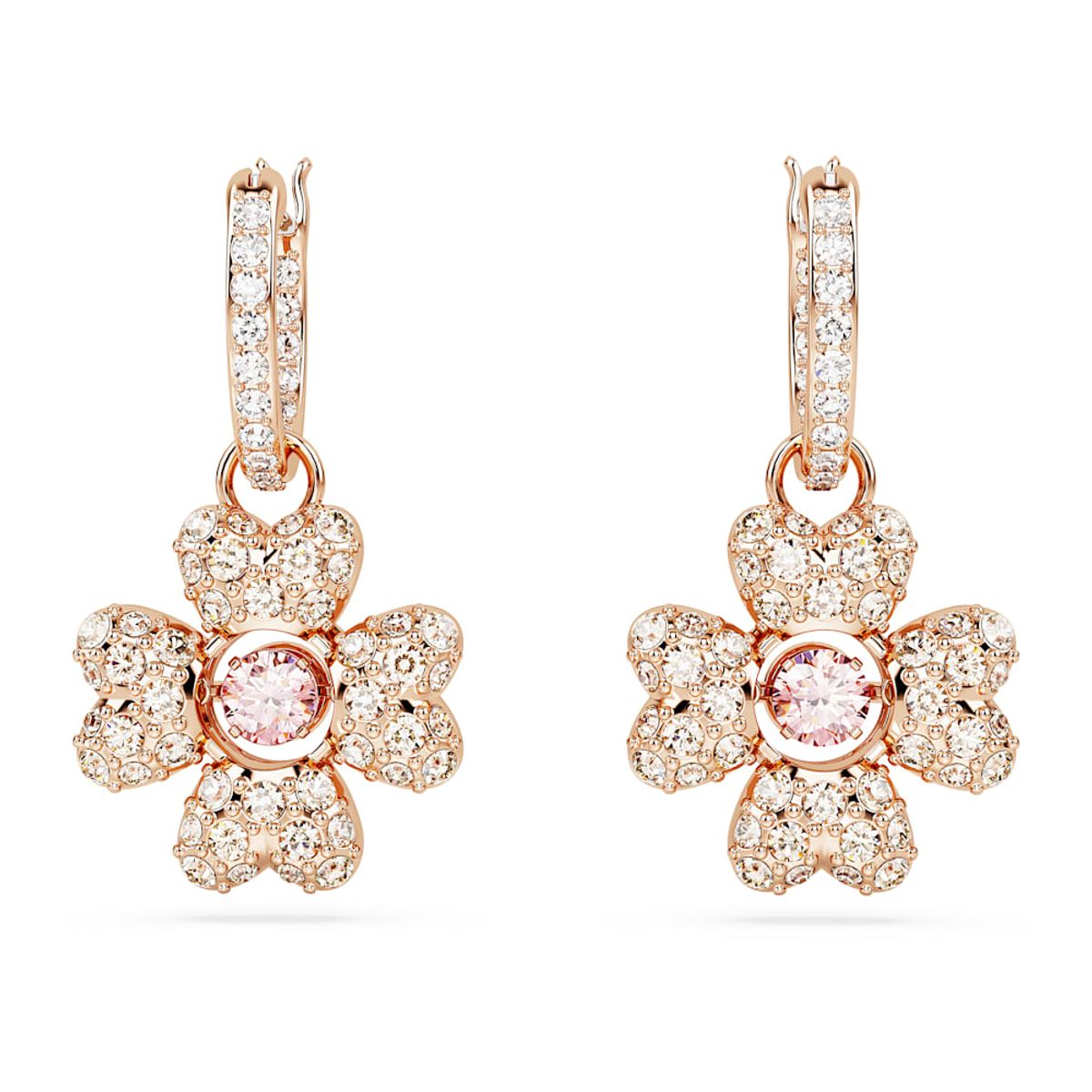 SWAROVSKI - Pendientes Swarovski Idyllia Trébol Blancos Baño Tono Rosa 5674212