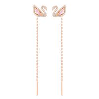 Aretes Dazzling Swan Multicolor Baño De Oro Rosa 5469990