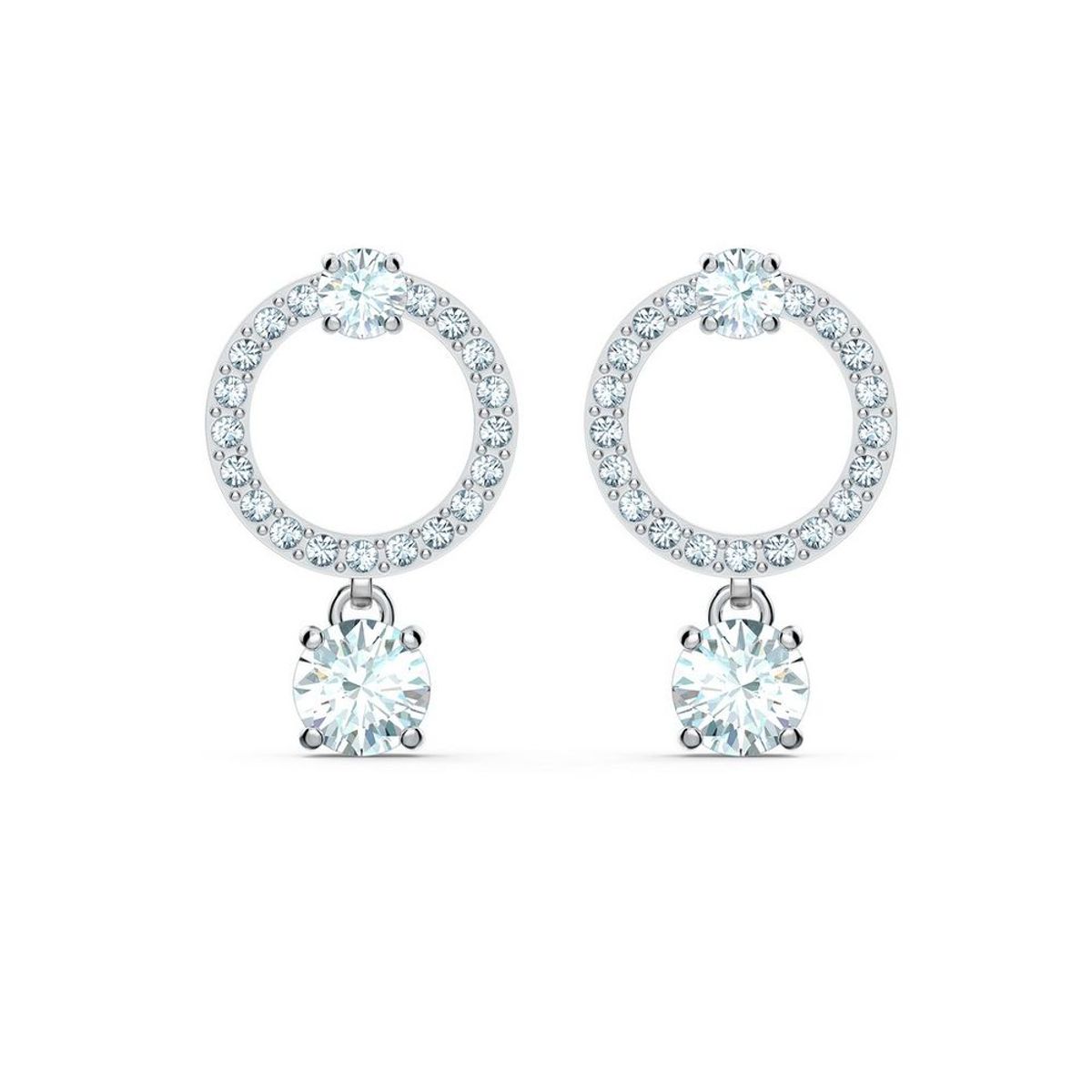 SWAROVSKI - Aretes Swarovski Attract Circle Blanco Baño De Rodio 5563278.-