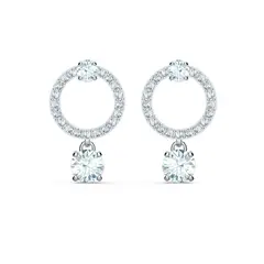 SWAROVSKI - Aretes Attract Circle Blanco Baño De Rodio 5563278.-