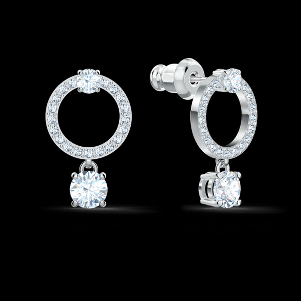 SWAROVSKI - Aretes Swarovski Attract Circle Blanco Baño De Rodio 5563278.-