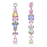 Aros De Gota Gema Largos Multicolor Baño De Rodio 5613740