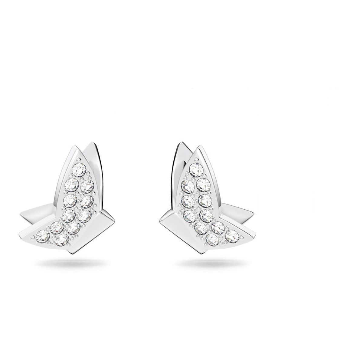 SWAROVSKI - Aros Swarovski De Botón Lilia Mariposa Blancos Baño Rodio 5636424
