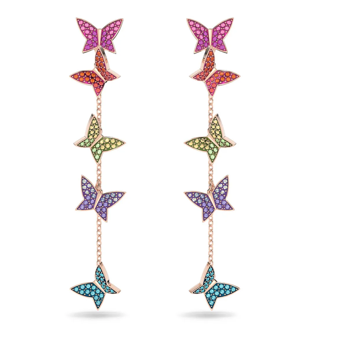 SWAROVSKI - Aros Swarovski Lilia Mariposa Largos Baño Tono Oro Rosa 5636425