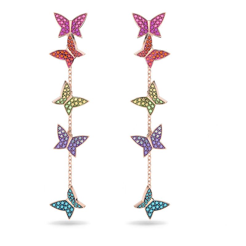 SWAROVSKI - Aros Swarovski Lilia Mariposa Largos Baño Tono Oro Rosa 5636425