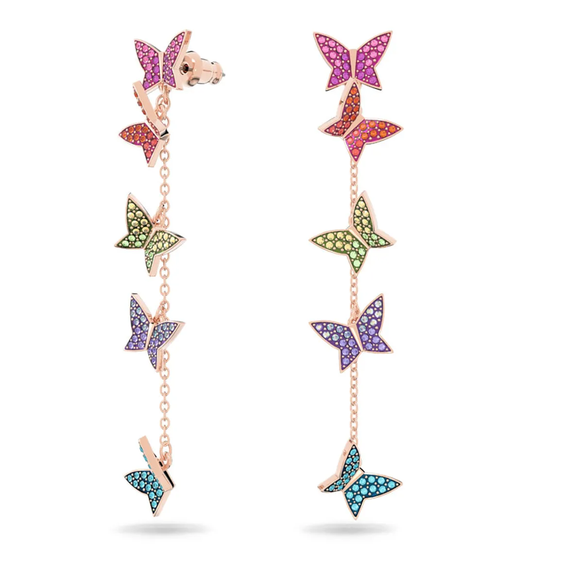 SWAROVSKI - Aros Swarovski Lilia Mariposa Largos Baño Tono Oro Rosa 5636425