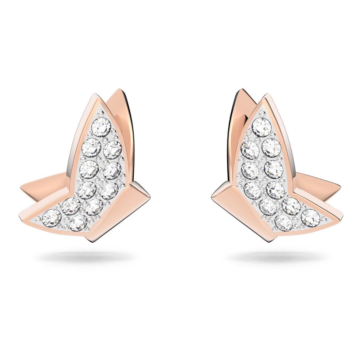 SWAROVSKI - Aros Swarovski De Botón Lilia Mariposa Blancos Baño Rosa 5636427