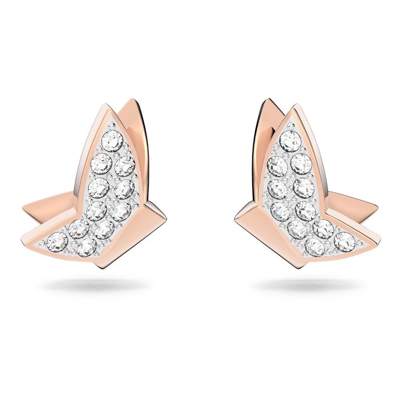 SWAROVSKI - Aros Swarovski De Botón Lilia Mariposa Blancos Baño Rosa 5636427