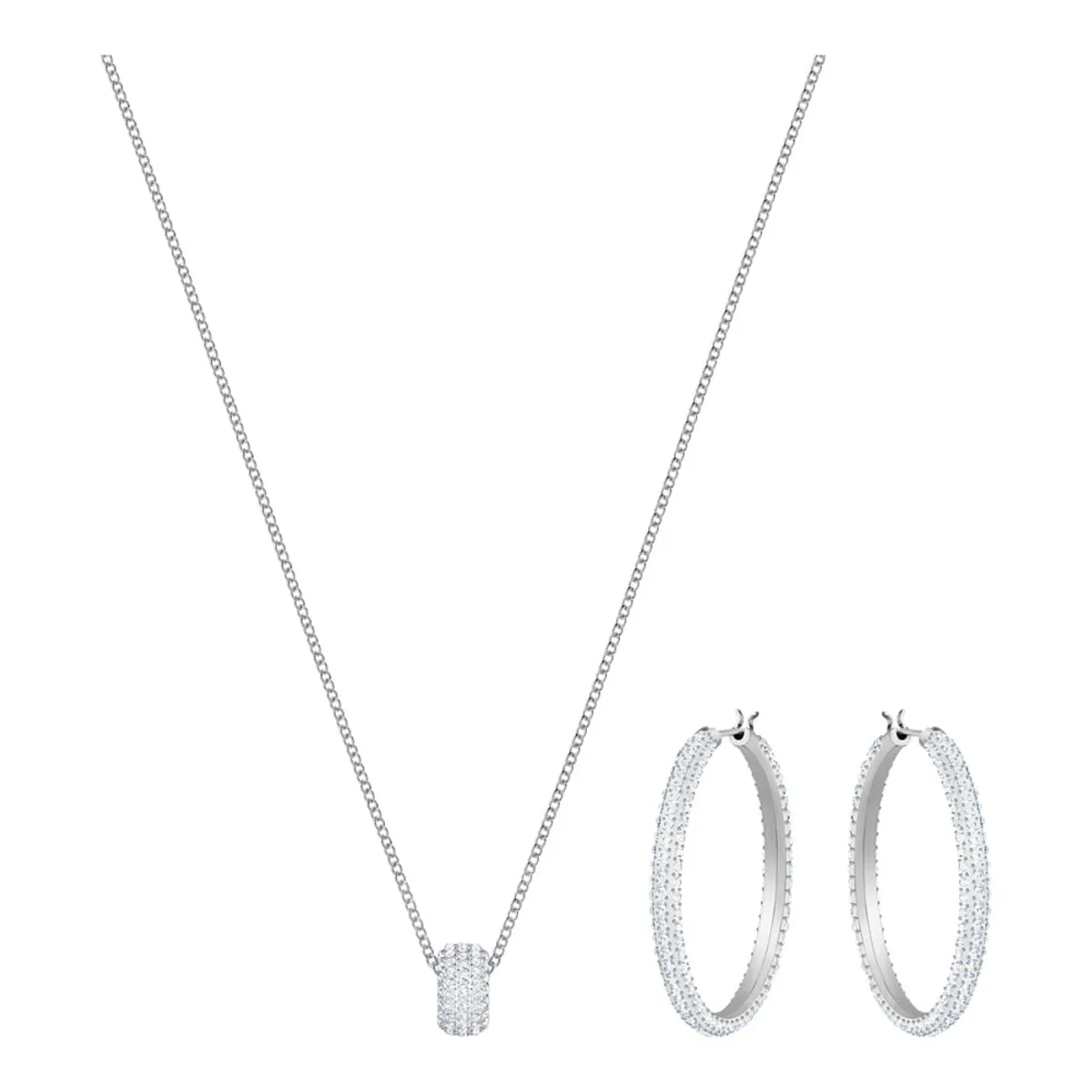 SWAROVSKI - Conjunto Swarovski Stone Blanco Baño De Rodio Joya Original 5408456