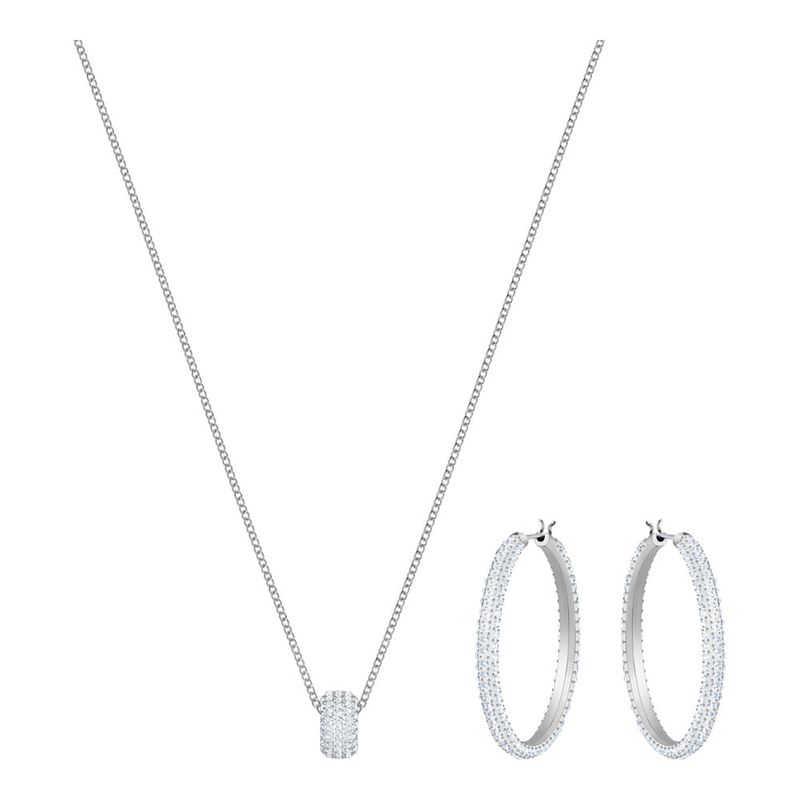 SWAROVSKI - Conjunto Swarovski Stone Blanco Baño De Rodio Joya Original 5408456