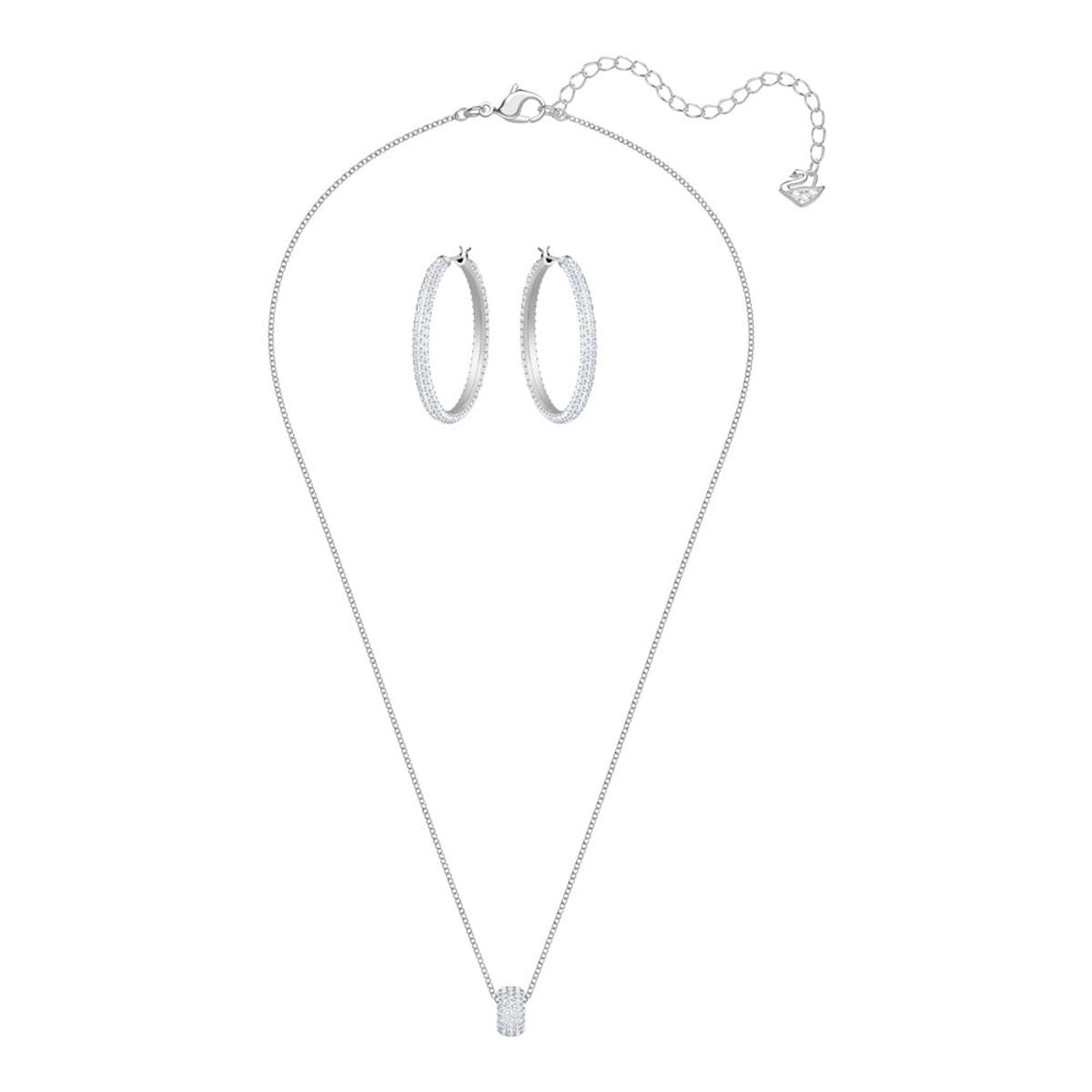 SWAROVSKI - Conjunto Swarovski Stone Blanco Baño De Rodio Joya Original 5408456