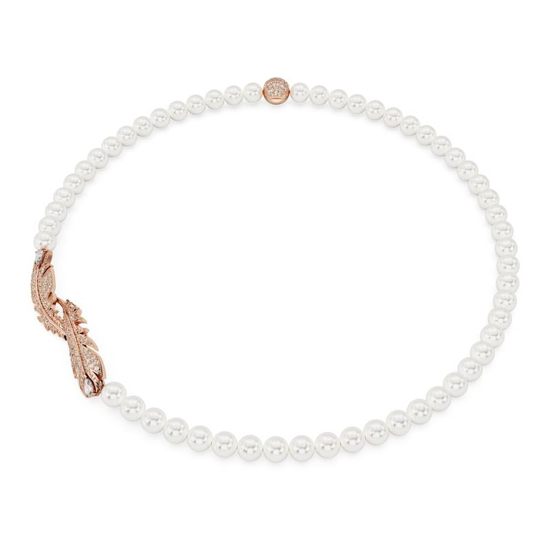 SWAROVSKI - Collar Swarovski Nice Pluma Blanco Baño Tono Oro Rosa 5669221
