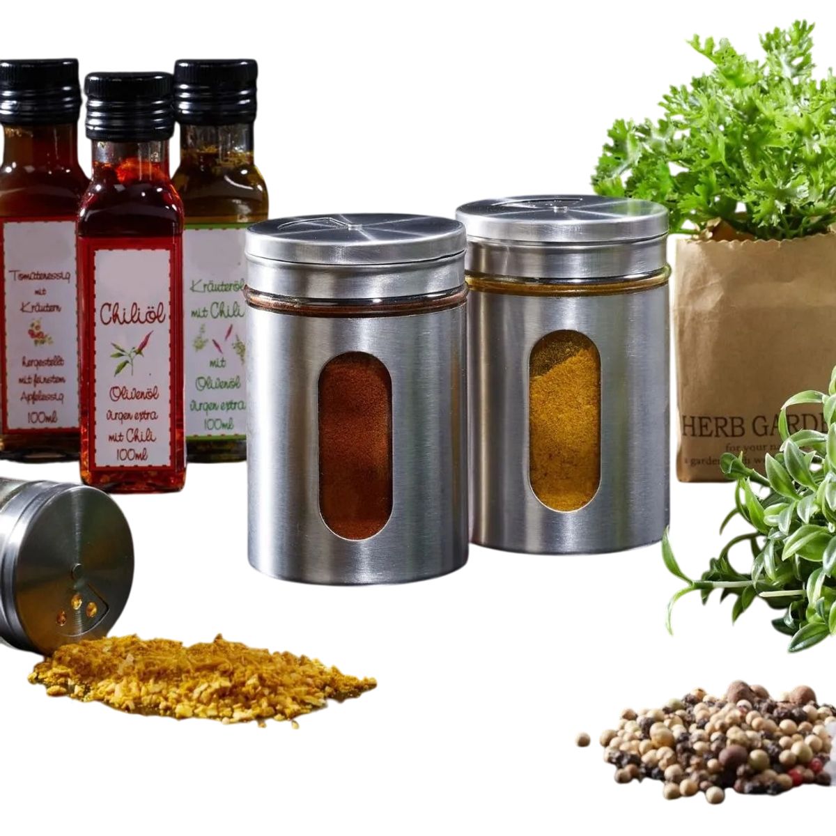 GENERICO - Especiero Con Dosificador Visor Acero Inoxidable X Unidad