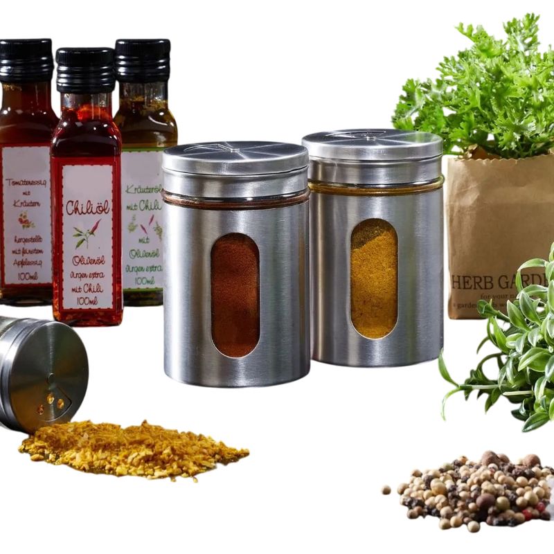 GENERICO - Especiero Con Dosificador Visor Acero Inoxidable X Unidad