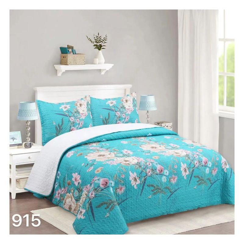 GENERICO - Cubrecama Sherpa 2 Plazas - Verde Flores M915
