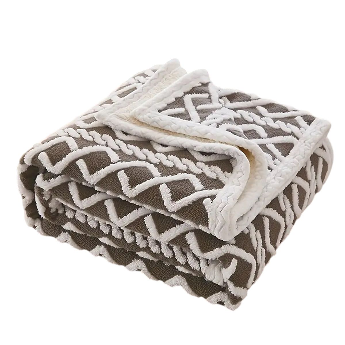 GENERICO - Frazada Sherpa Texturizada Diseño Premium Polar 160x220cm.