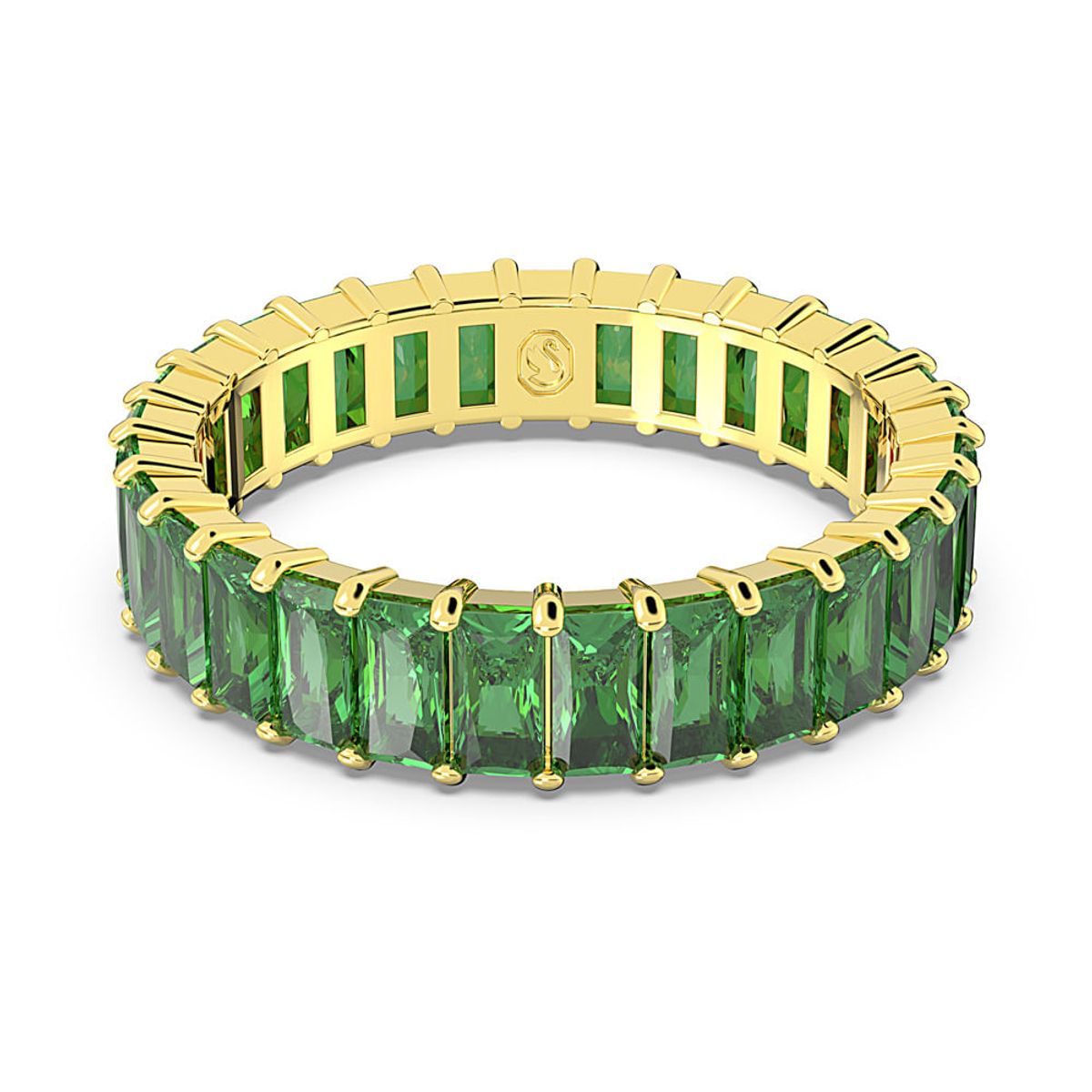 SWAROVSKI - Anillo Swarovski Matrix Talla Baguette Verde Baño Tono Oro 5648909