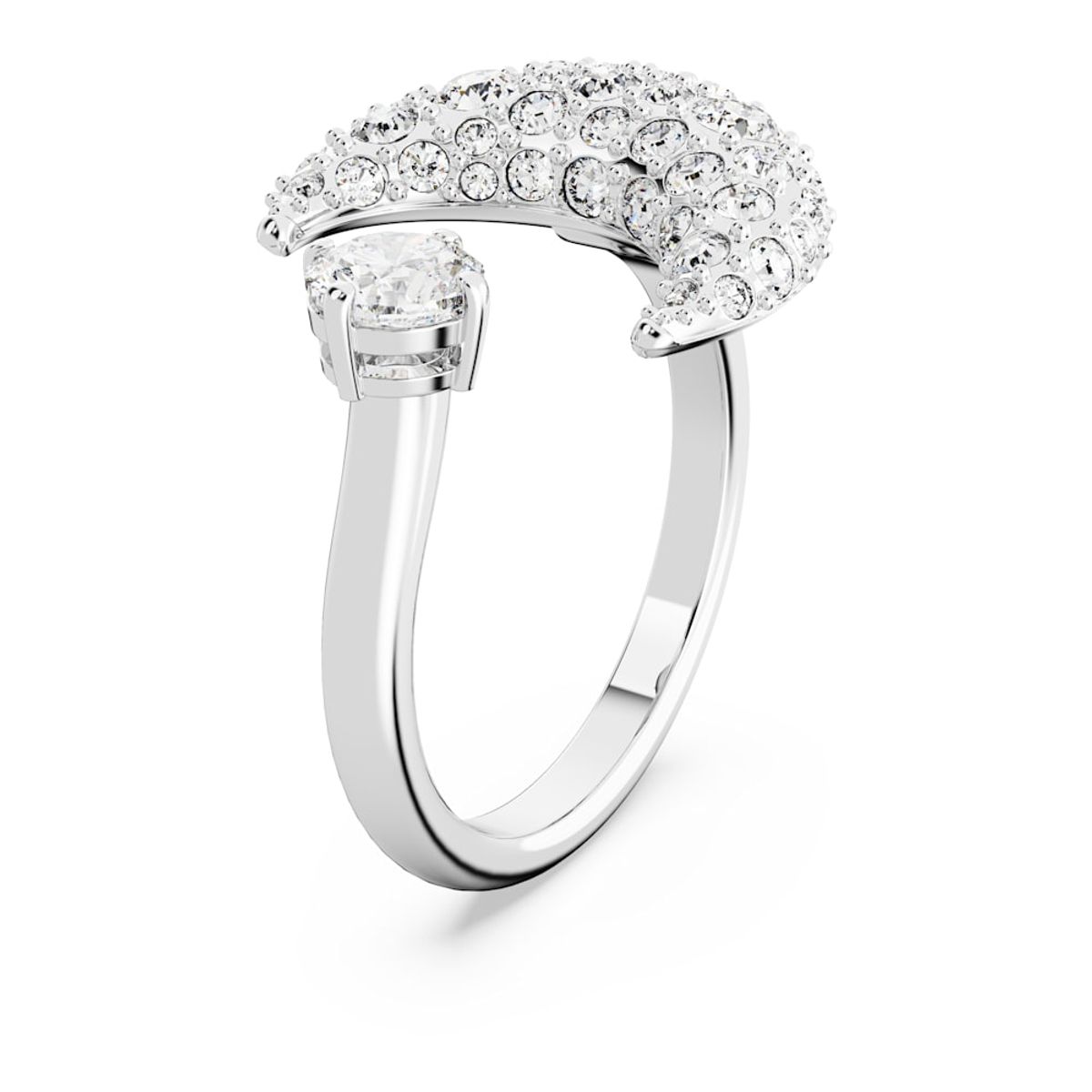 SWAROVSKI - Anillo Swarovski Abierto Luna Luna Blanco Baño De Rodio 5677146.-