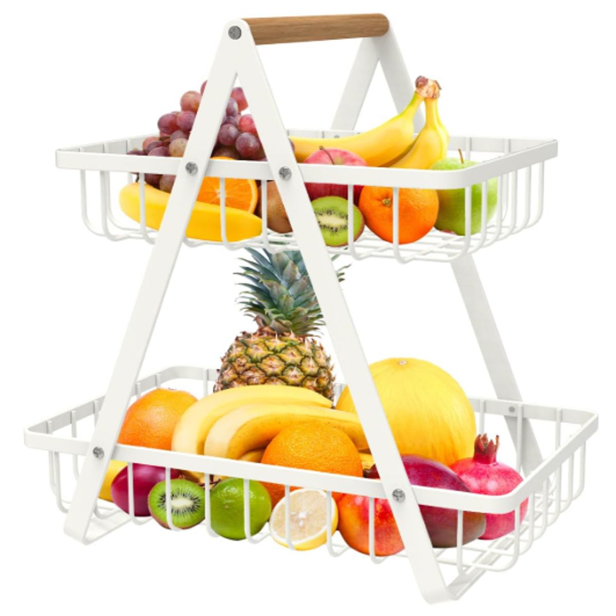 GENERICO - Frutero De Mesa Canasto Para Frutas Cocina Hogar 2 Niveles Blanco