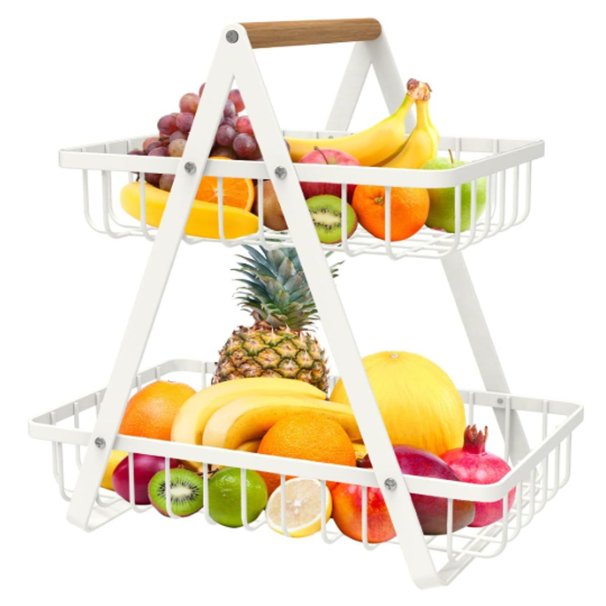 GENERICO - Frutero De Mesa Canasto Para Frutas Cocina Hogar 2 Niveles Blanco