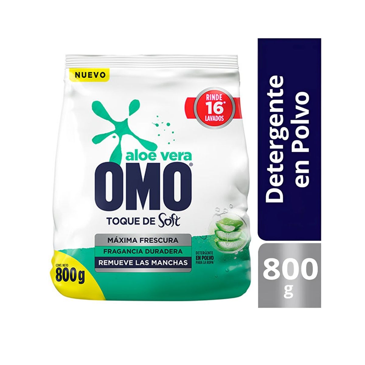OMO - Detergente Omo Polvo Frescura Aloe Vera Toque De Soft 800g