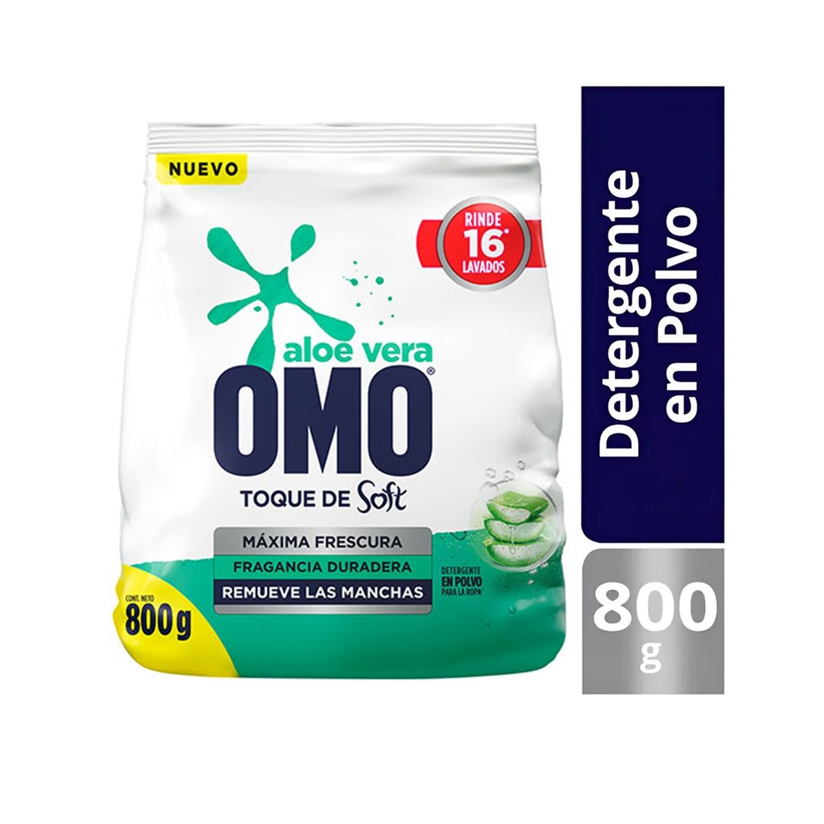 OMO - Detergente Omo Polvo Frescura Aloe Vera Toque De Soft 800g