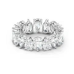 SWAROVSKI - Anillo Vittore Pear, Blanco, Baño De Rodio Original 5572826