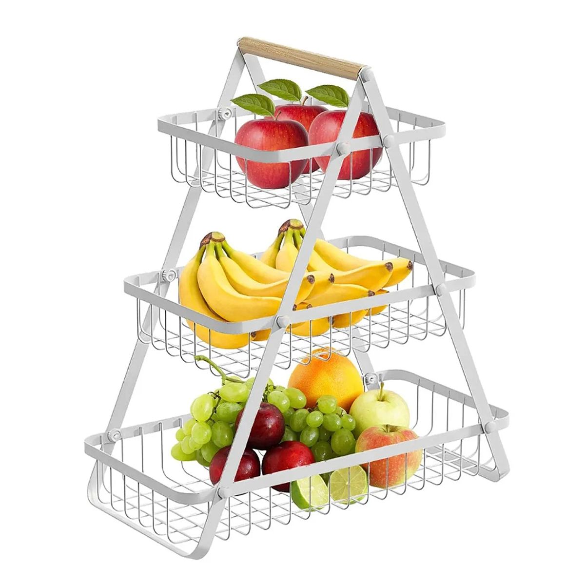 GENERICO - Frutero De Mesa Canasto Para Frutas Cocina Hogar 3 Niveles Blanco