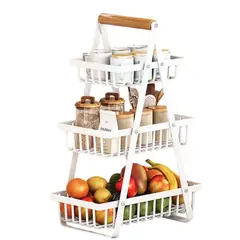GENERICO - Frutero De Mesa Canasto Para Frutas Cocina Hogar 3 Niveles Blanco