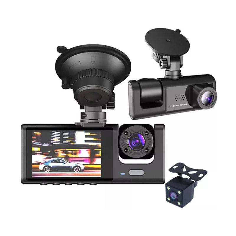 GENERICO - Camara De Auto Seguridad 1080p Hd Gran Angular 170°3 Cámaras