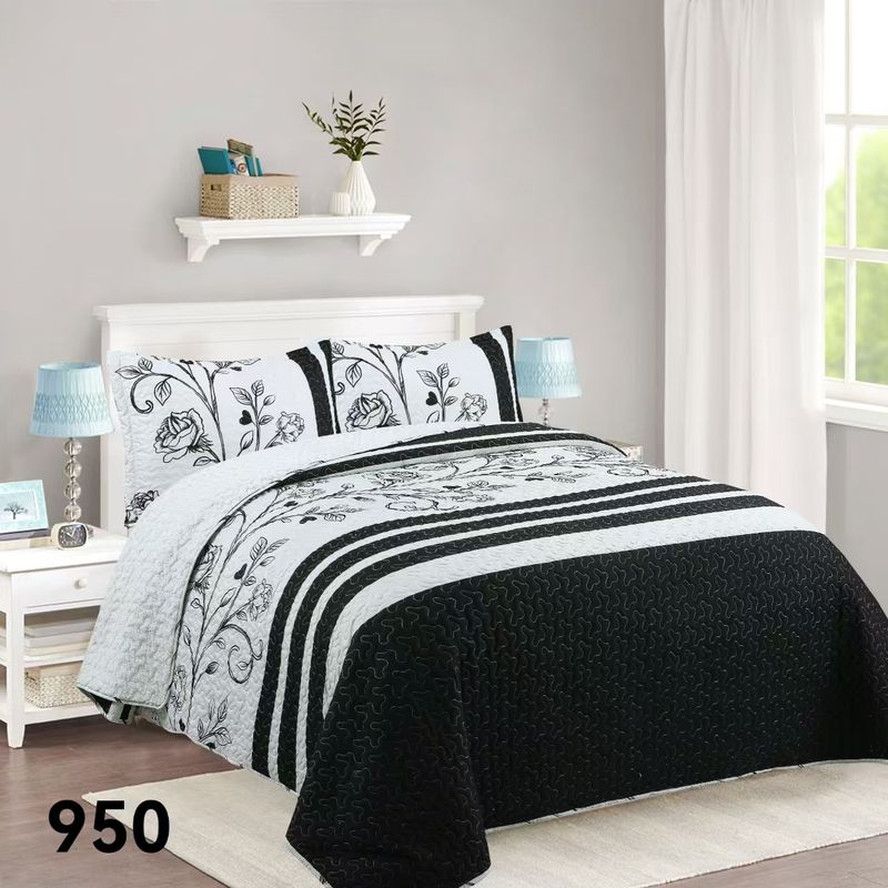 GENERICO - Cubrecama Sherpa 2 Plazas - Blanco Negro Bárbara M950