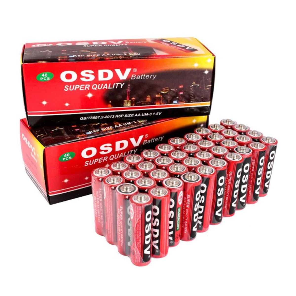 GENERICO - Pack Caja 40 Pilas Doble Aa 1.5 Voltios