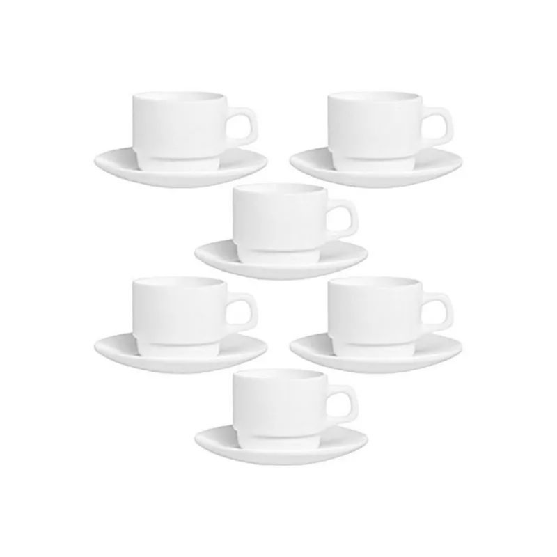 ARCOROC - Set 12 Tazas De Café Con Platillo 80 cc Restaurante Arcoroc Francés