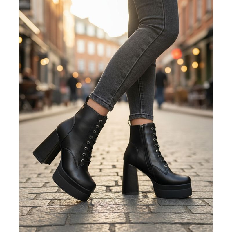 SNOOPY - Botin Mujer Taco Alto con Plataforma M481